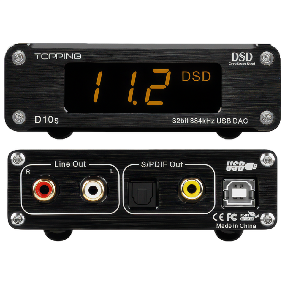 D10S DAC USB 32bit/384kHz DSD 256 XMOS U208 ES9038Q2M | Black