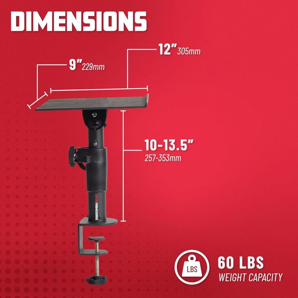 GFWSPKSTMNDSKCMP | Frameworks Clamp-On Studio Monitor Stand Pair