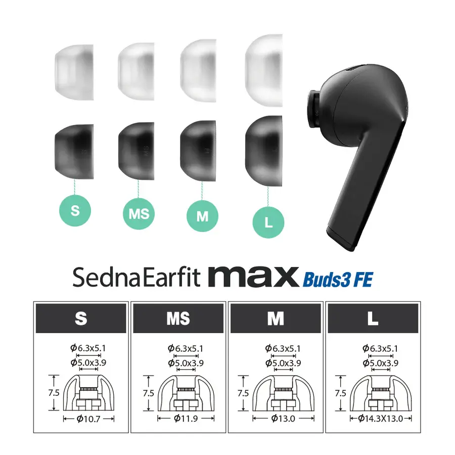MAX Buds 3 FE Smoky Black (L) 2 Çift