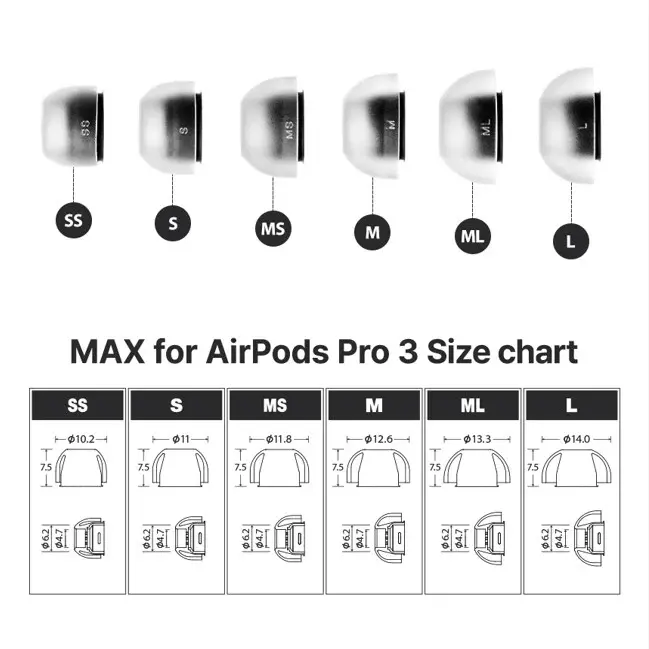 MAX for AirPods Pro 3 (SS/S/MS) 3 Çift