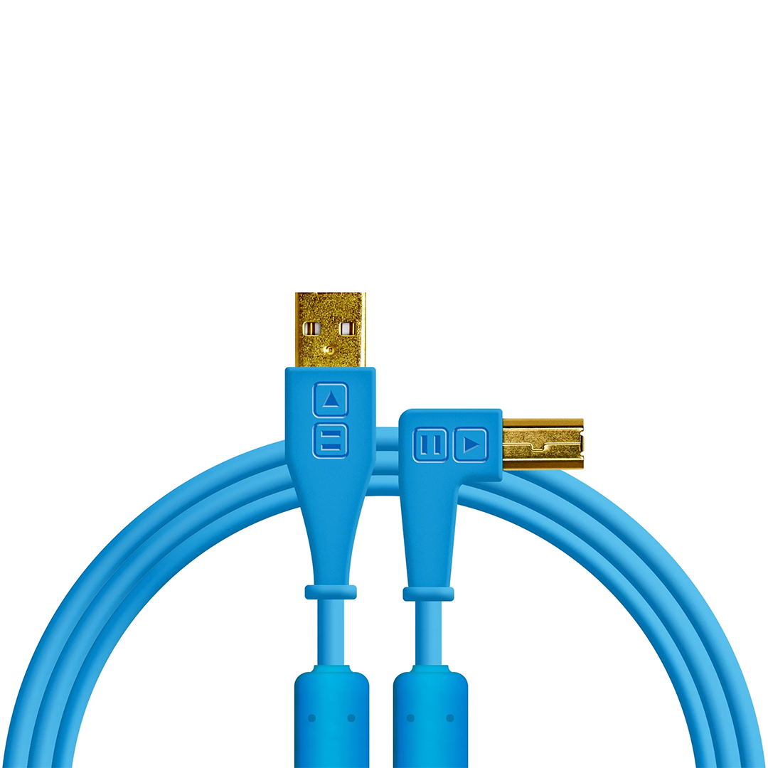 Chroma Cables USB-A to B - 1.5mt | Right Angled Blue