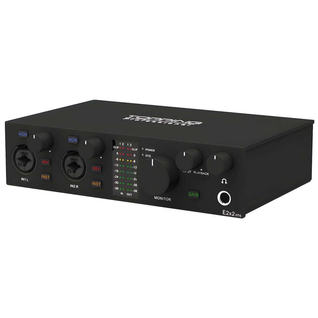 TOPPING E2x2 OTG オーディオインターフェース　ブラック Topping Professional E2x2 OTG | Black | Yüksek Kalite USB-C Ses