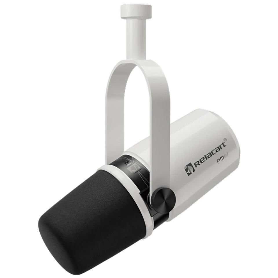 Relacart PM3 White | Kardioid Dinamik Podcast Mikrofonu Dahili