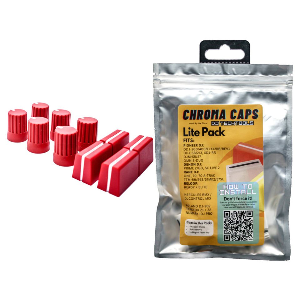 DJ TechTools Chroma Caps Lite Pack (Red) | 6x Super Knobs, 3x