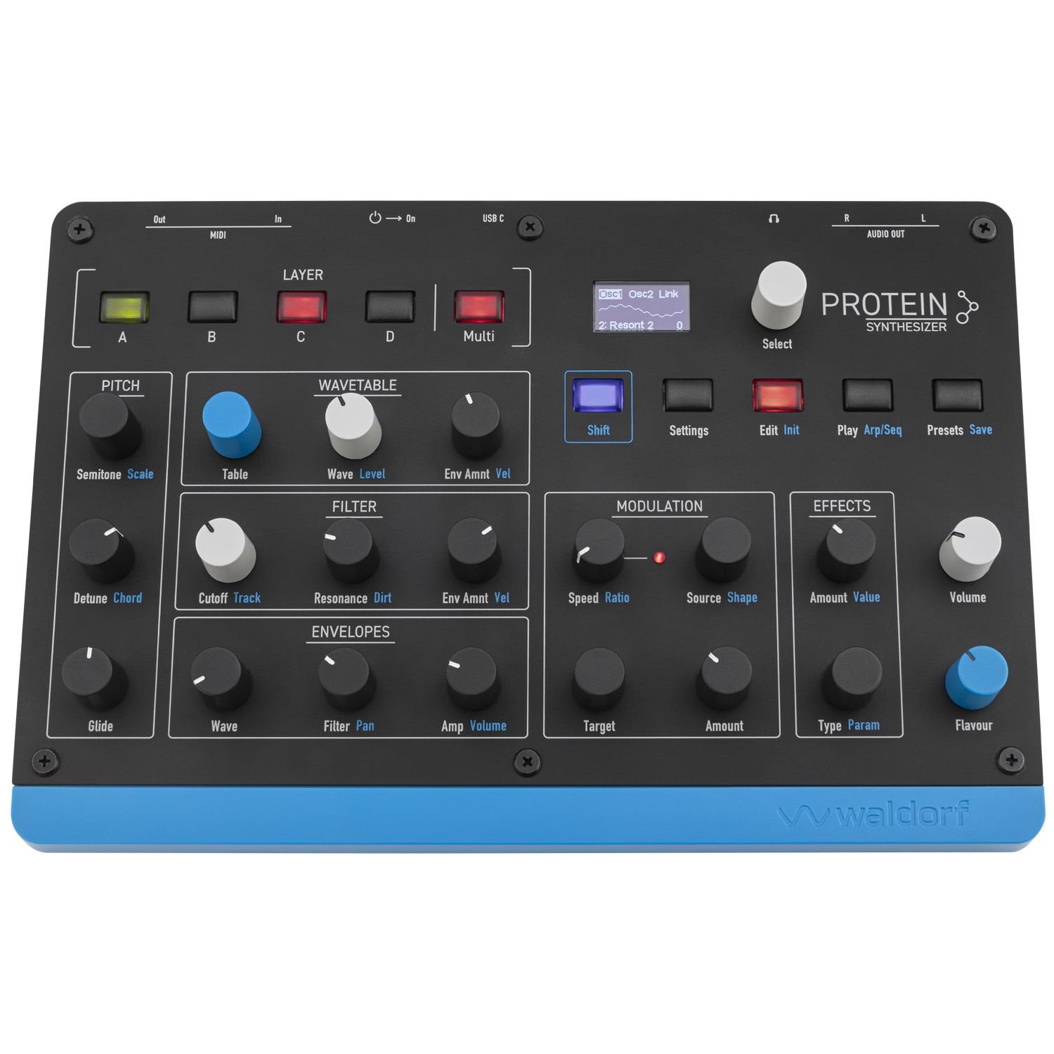 鍵盤楽器 Waldorf Protein Waldorf Protein | Compact 8-Voice Polyphonic Wavetable Synthesizer